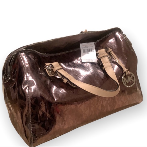 Michael Kors Grayson Large Satchel Mirror Metallic in Gunmetal Gray - Picture 6 of 12